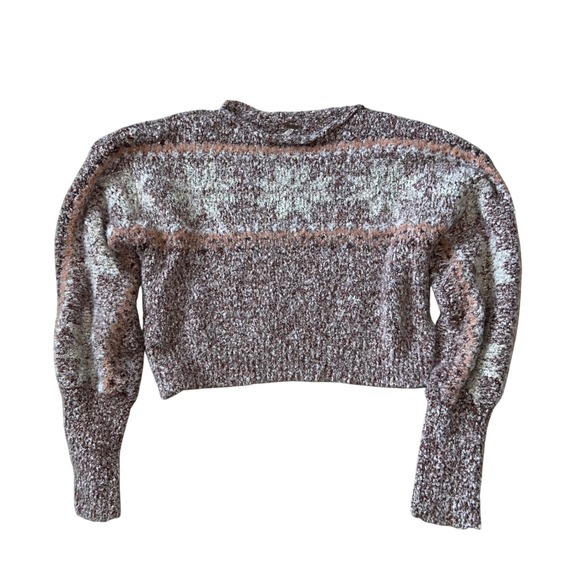Free People‎ Snowflake Pullover Cropped Sweater Gingerbread Combi Size Small - Picture 1 of 8